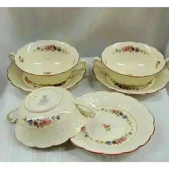 Set of 3-Coalport-S. Brookdale-Cream Soup Sets - Picture 2 of 5